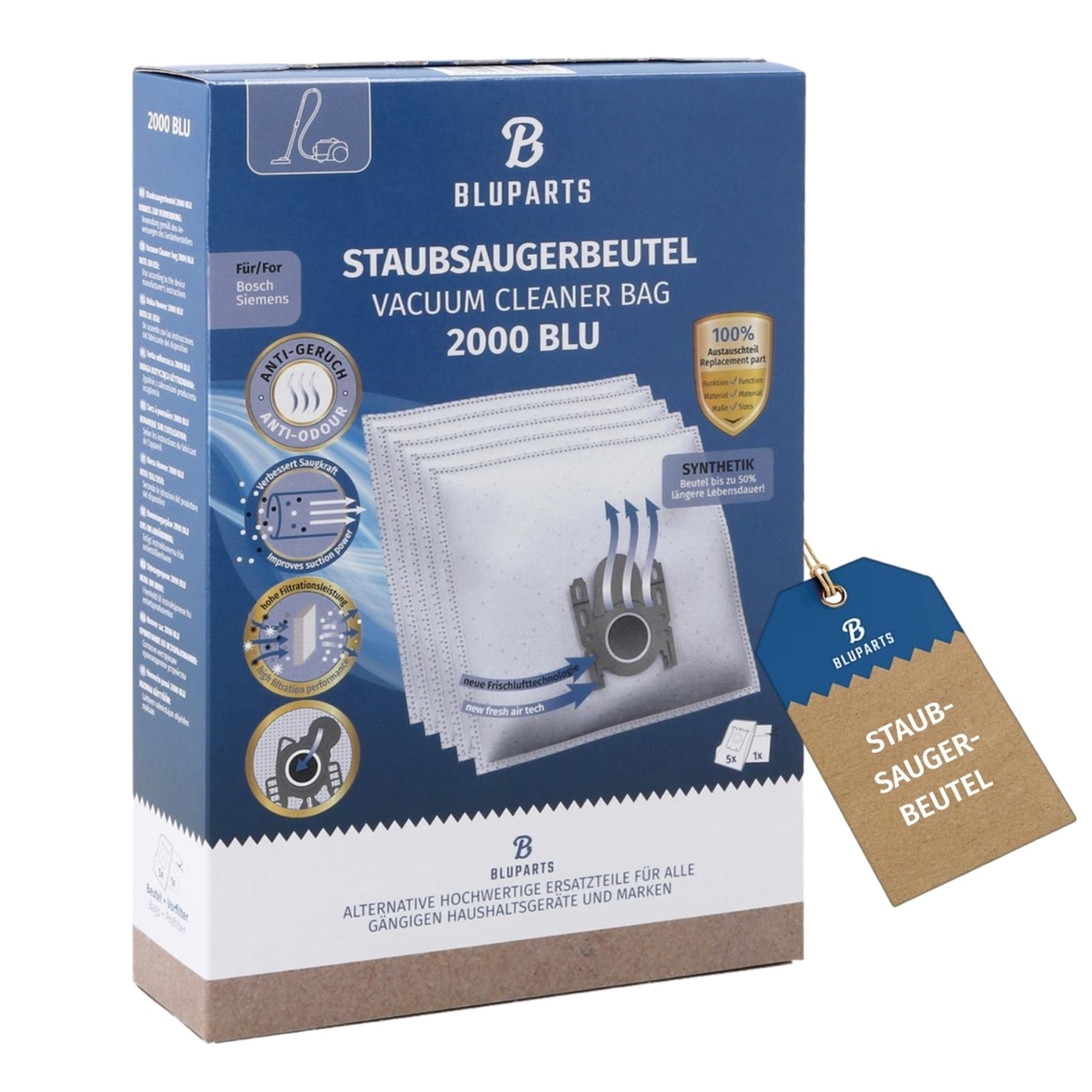 Filterbeutel passend für BOSCH 17003048 Typ G ALL BBZ41FGALL für Bodenstaubsauger 5Stk + Vorfilter