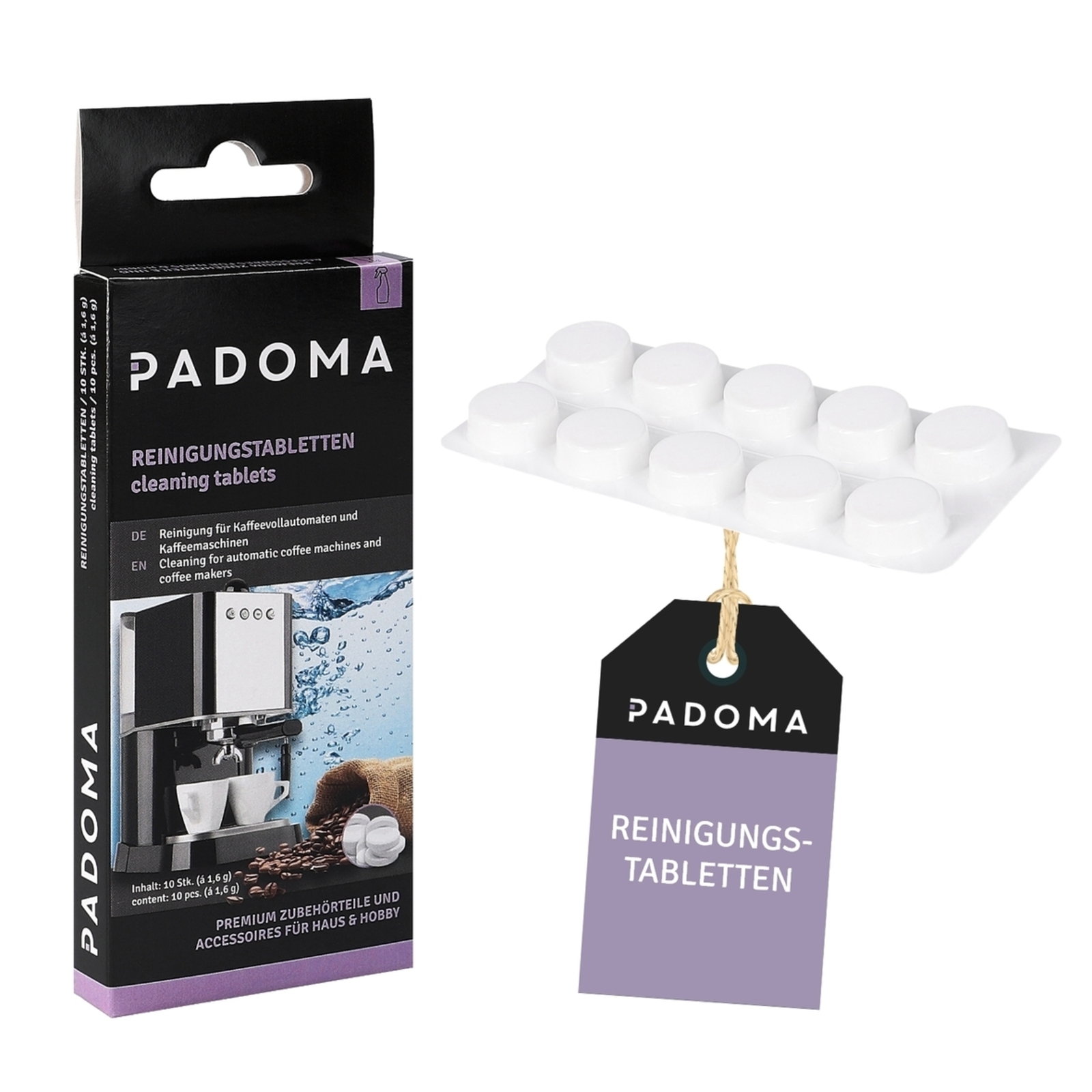 Reinigungstabletten PADOMA für Kaffeemaschine 10x1,6g